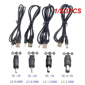 1/2 / 3ШТ USB 2.0 A Plug-Адаптер на захранване Dc 2.0 * 0.6 mm 2.5 * 0.7 3.5 мм * 1.35 мм 4.0 * 1.7 5.5 мм * 2.1 mm Жак Jack Кабел на Зарядно устройство