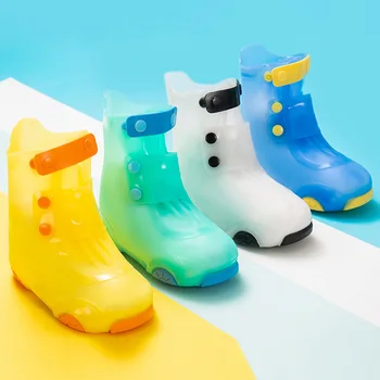 1 Чифт непромокаеми силиконови калъфи за обувки, детски обувки, цветни протектори, непромокаеми обувки за черни дни на улицата, за Многократна употреба бахилы