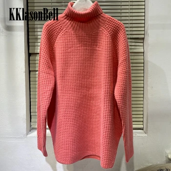 10,28 KKlasonBell 100% Кашмир вязаная Поло с дълъг ръкав, Дебел пуловер, Пуловер за жени