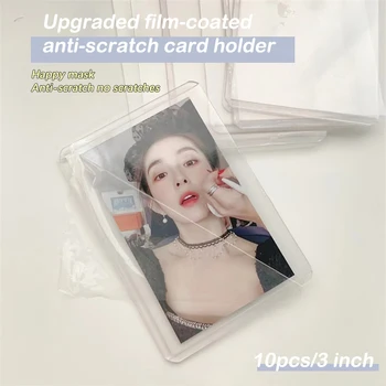 10ШТ Ръкави за фотокарточек Idol в корейски стил, прозрачен пластмасов държач за събиране на лепкава филм, набор от прозрачни утолщенных карти