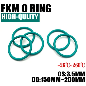 2 елемента Запечатване на пръстени от фторкаучука FKM Дебелина запечатване комплект CS 3,5 mm OD 150 ~ 200 mm Масло за изолация устойчиви на Висока температура Зелен