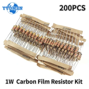 200ШТ 1 W Комплект Резистори 5% Въглероден Филмът Резистор 20 стойности * 10шт 10 Ω ~ 1 М 6,8 До 10 До 22 До 47 До 68 До 1 М Набор от Съпротивата