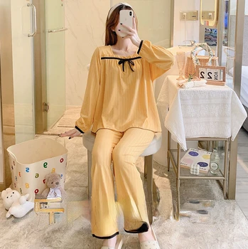 2022 Пролетно нова мода пижами Дамски Корейската версия с дълги ръкави, без пижами, домашно облекло, костюми, облекло за бутик