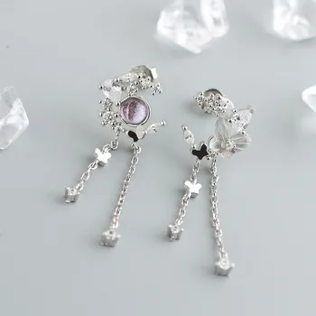 2023 Корейски Нови Луксозни Леки Асиметрични обеци-карамфил с циркониевой звезда и Луна За жени Crystal Cloud Pearl Earring Момиче Бижута Подаръци
