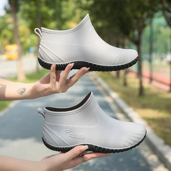 2023, нови модни дамски непромокаеми обувки за всички сезони, къса градинска нескользящая памучен обувки, топла гумени обувки, гумени ботуши за риболов.