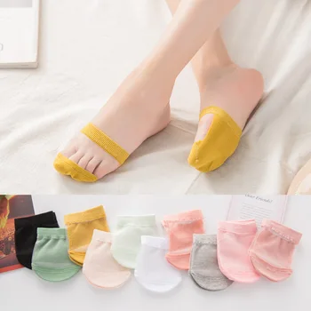 6 броя = 3 чифта Женски летни чорапи за предната част на крака, закрывающих чорап на половината на крака, невидими, не показвани Женски диша памучни чорапи в ярки цветове