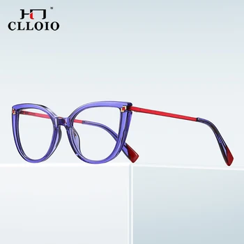 CLLOIO Модни Рамки за оптични очила Cat Eye Женски Реколта Рамки за оптични очила с прозрачни лещи, Предписани Рамки за очила