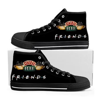 Friends ТВ Шоу Central Perk Coffee Маратонки с най-високо берцем Мъжки женски юношеските парусиновые маратонки и Ежедневни обувки по поръчка по Индивидуална обувки