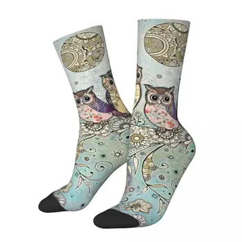 Happy Мъжки Чорапи Nightingale Vintage Doodle Животните В стил Хип-Хоп, Ежедневни Чорапи За Екипажа, Подарък Модел С Принтом