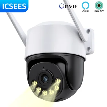 ICSees WIFI, мини cctv камера, безжична камера за сигурност 4K, външна IP камера за наблюдение, откриване на човек с помощта на изкуствен интелект, 5-кратно цифрово увеличение