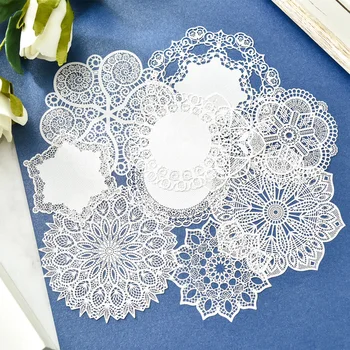 KSCRAFT Бели дантелени хартиени салфетки / кърпички за украса на сватбени тържества, изделия от хартия за scrapbooking