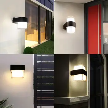 Led стенни аплици, модерен черен led монтиран на стената лампа, стенни лампи за вътрешно / външно осветление, дневни, спални, антре