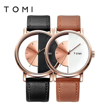 TOMI Выдалбливают часовници за мъже и жени, любители на творческата цветова заключване, кварцов часовник, модни елегантен мъжки часовник Reloj Hombre