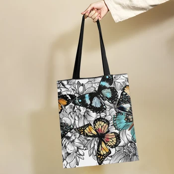 Yikeluo Monarch, чанта с пеперуда за момиче, подарък за рожден ден, дългогодишна пазарска чанта с флорални принтом в стил бохо, чанта-тоут с пеперуда