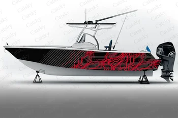 Абстрактна геометрична векторна стикер с неправилна форма на лодка, опаковане, водоустойчив Винил стикер на морска лодка по поръчка