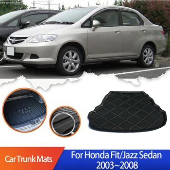 Автомобилни постелки в багажника за Honda Fit (Jazz Седан 2005 2007 2003 ~ 2008 Подложка за подови тава Товарен багажник Мокет Тава за багажника Автоаксесоари