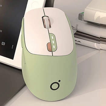 Безжична мишка с Bluetooth, безжична мишка 2.4ghz, USB Type-c, акумулаторна офис на мишката с изключване на звука, оптична MacBook с резолюция 1600 dpi, 6 бутона.