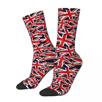 Всесезонни Чорапи с британския флаг Union Jack (1) Harajuku, висококачествени чорапи за екипажа, Ежедневни чорапи за мъже, Дамски подаръци