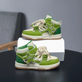 Гореща разпродажба модерен зелен детски обувки за скейтборд, дишането маратонки с най-високо берцем, детска неплъзгащи спортни обувки 2023 Тенис Infantil