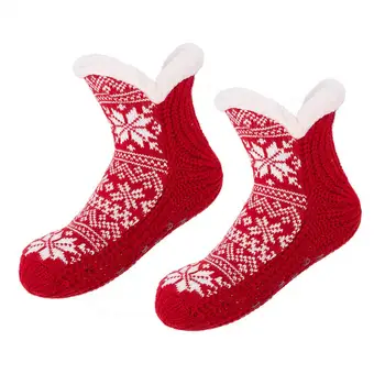 Дамски зимни чорапогащи, зимни чорапогащи с дебелото една плюшена подплата и принтом снежинки, възли разтеглив топлоустойчива средни чорапи