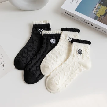 Дамски памучни Чорапи, Дишащи Къси чорапи с дълбоко деколте, Черно-бели обикновена Пролетно-лятната колекция