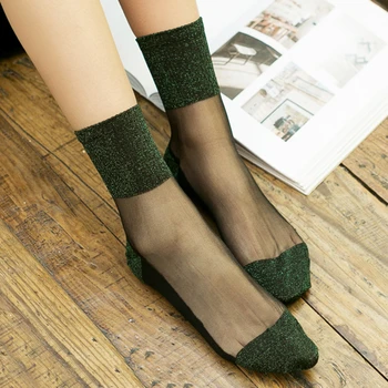 Дамски чорапи, еластични Тънки Прозрачни Къси чорапи, Кристални Чорапи, высокоэластичные найлонови къси чорапи