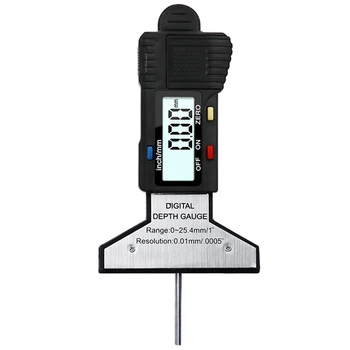 Дигитален сензор за дълбочина на протектора 0-25,4 ММ Измервателна линийка Инструмент за измерване на налягането на Електронен монитор гуми