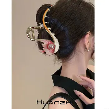 Домашни любимци Лебед Шнола за коса Dropoil Pearl Големи метални нокти за коса, за жени и момичета, преувеличивающие Уникална шпильку за коса HUANZHI 2023, НОВОСТ INS