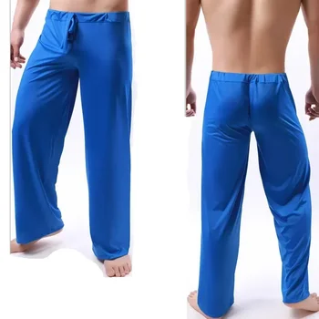 Дъното на панталоните блести чрез прозрачна коприна, мека мъжки пижамные панталони Pj Home Ice, пижамная облекло, спално бельо