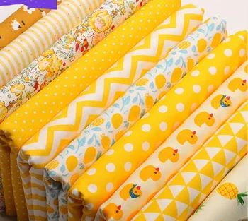Жълт лоскутная плат 100% памук Материал за шиене налита на бой тъкани със собствените си ръце на половин метър