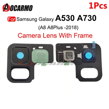 Заден Обектив на Камерата за Обратно виждане С Стикер За Samsung Galaxy A8 A8 Plus 2018 A530 A730 Подмяна Стъклен Капак Камера, Ремонт на Детайл