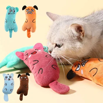 Играчки от коча билка, скрежещущие зъбите, Забавна интерактивна играчка плюшен за котки, жующий коте, вокална играчка, нокти, кусающий палеца, коча билка е за котки
