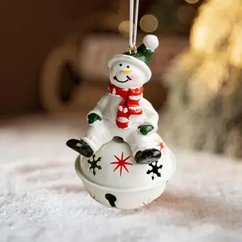 Коледна камбанка Дядо Коледа, Подвесное украса от 3D смола, Снежен човек във формата на Лос, Коледна елха, Украса за огледала за обратно виждане, Окачен подарък