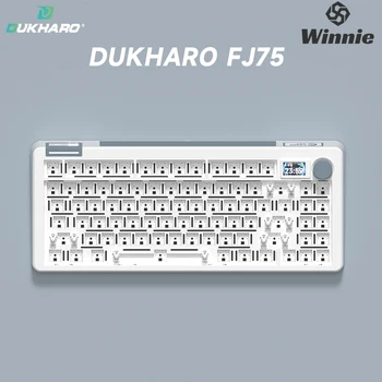 Комплект безжична механична клавиатура DUKHARO FJ75 с трехрежимной пълнеж, Офис клавиатура с гореща замяна 84 комбинации, Детска клавиатура с переворачиванием N клавиши