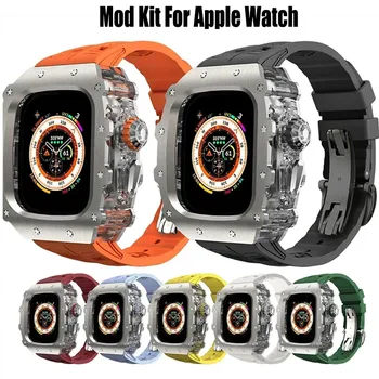 Комплект Промяна от Титанова сплав за Apple Watch Band Ultra 49 мм Луксозен Метален Корпус за Iwatch Серията Ultra 2 с Гумена Каишка 49 мм