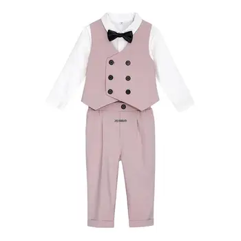 Костюм за новородени момчета на рожден Ден е на 1 година, принц, детска жилетка, панталони, носи вратовръзка, рокля с цветен модел, детски сватбен костюм