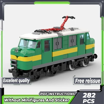Модел на градския влак Moc Строителни тухли, ретро испански локомотив, модулни блокове, подаръци, Коледни играчки, комплекти за DIY в събирането на
