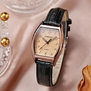 Модни Луксозни часовници от водеща марка, женски реколта темпераментни малки кафяви часовници, дамски кожени кварцови ръчни часовници за жени в подарък
