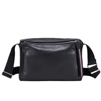 Мъжка кожена чанта-месинджър, малка квадратна чанта, чанта през рамо от телешка кожа, модерен спортна чанта за почивка сред природата