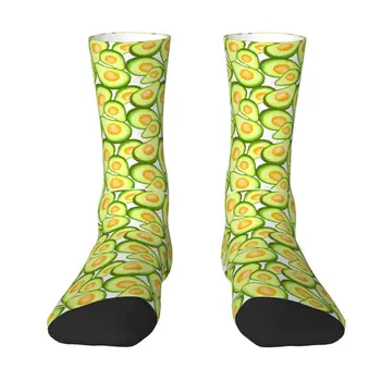 Мъжки чорапи за екипажа с забавен модел от плодове, авокадо и зелен цвят, унисекс, забавни чорапи за рокли с 3D-принтом