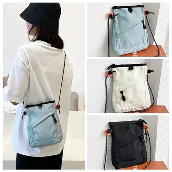 Найлон малка квадратна чанта през рамо, модерен холщовая чанта през рамо с цип, Регулируема презрамка, водоустойчива чанта за момичета