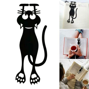 Нова отметка с черна котка, 3D пластмасови стерео уредба, показалец с хубав котка, студентски отметка с мультяшными животни
