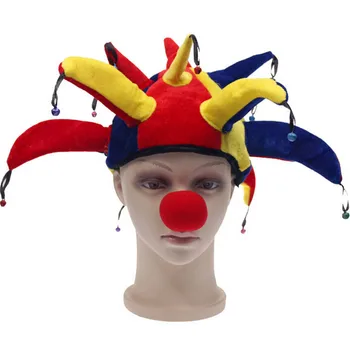 Нова цветна Шапка Клоун на Хелоуин с малка камбана, Забавни Карнавални Облекла бейзболни шапки, Забавна шапка унисекс за футболен мач