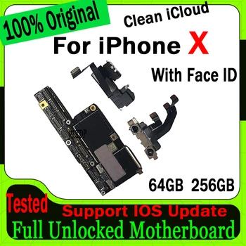 Оригинална Логическа такса За Отключване на Дънната платка iPhone X Самоличност на лицето / Без него За Дънната платка iPhone X Чиста Icloud Plate 64GB 256GB Teste