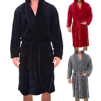 Пижами за баня Мъжки Удобен топъл халат Обикновен Мъж с качулка, Цвят Елегантен