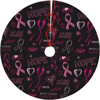 Пола за коледната елха с розова панделка от рак на млечната жлеза, коледни декорации за повишаване на информираността за рака на гърдата, подарък от рак на гърдата за жени. 36