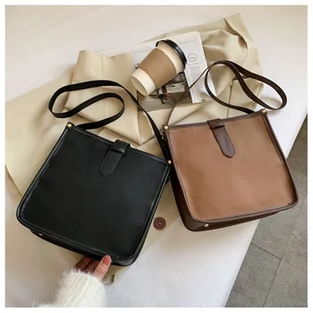 Реколта дамски bag-чанта с голям капацитет, квадратна чанта през рамо за женските чанти, дизайнерски проста чанта-месинджър
