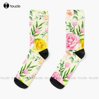 Реколта чорапи с флорални или растително бесшовным модел Реколта чорапи с цветен модел е Забавно изкуство Градинска дрехи, Цветни Чорапи с мультяшными рисунки Изкуството