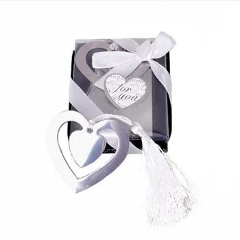 Сватбени сувенири, маркер, под формата на две сърца, подаръци за партита от неръждаема стомана с пискюли