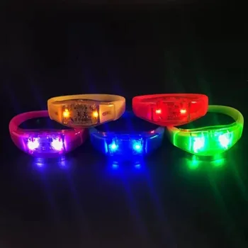 Силиконов маншет с led подсветка с управлението на звука, активируемая светещ светкавица, гривна гривна като подарък, сувенири за сватбени партита, фестивал за Хелоуин
